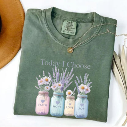 Comfort Colors Faith Hope Love Joy Shirt Women, Christian Shirt, Gift for Mom Tee, Handmade Flower Shirt, Bible Verse Shirt, Floral Tee - Denoss