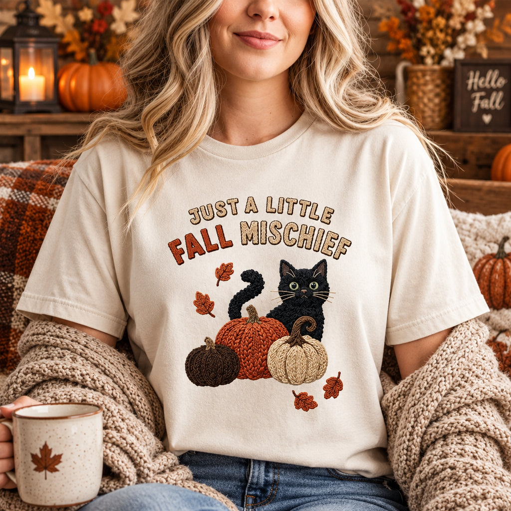 Comfort Colors Fall Cat Shirt, Black Cat Pumpkin Tee, Cute Autumn T-Shirt, Cozy Fall Pumpkin Tee, Pumpkin Season Shirt, Cat Lover Gift - Denoss