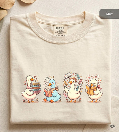 Comfort Colors Funny Bookish Shirt, Silly Goose Booktok Merch, Cozy Reader Gift, Cute Librarian Top