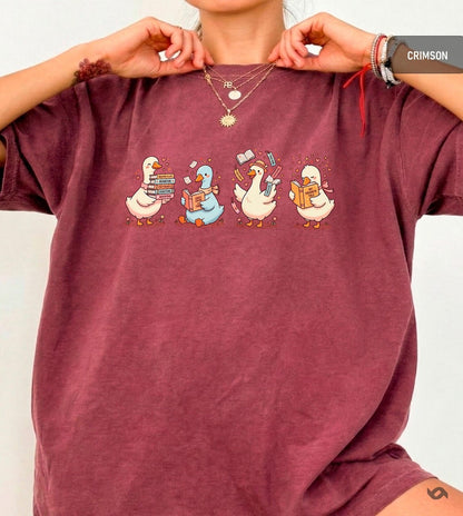 Comfort Colors Funny Bookish Shirt, Silly Goose Booktok Merch, Cozy Reader Gift, Cute Librarian Top