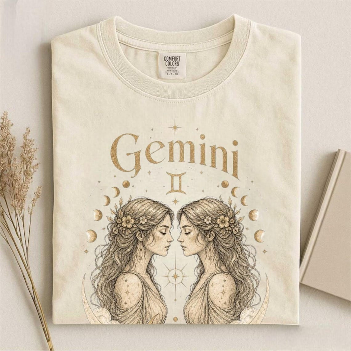 Comfort Colors Gemini Zodiac Shirt, Gemini Astrology Tee, Celestial Twin Shirt, Horoscope Zodiac Tee, Gemini Tee, Spiritual Moon Phase Tee - Denoss