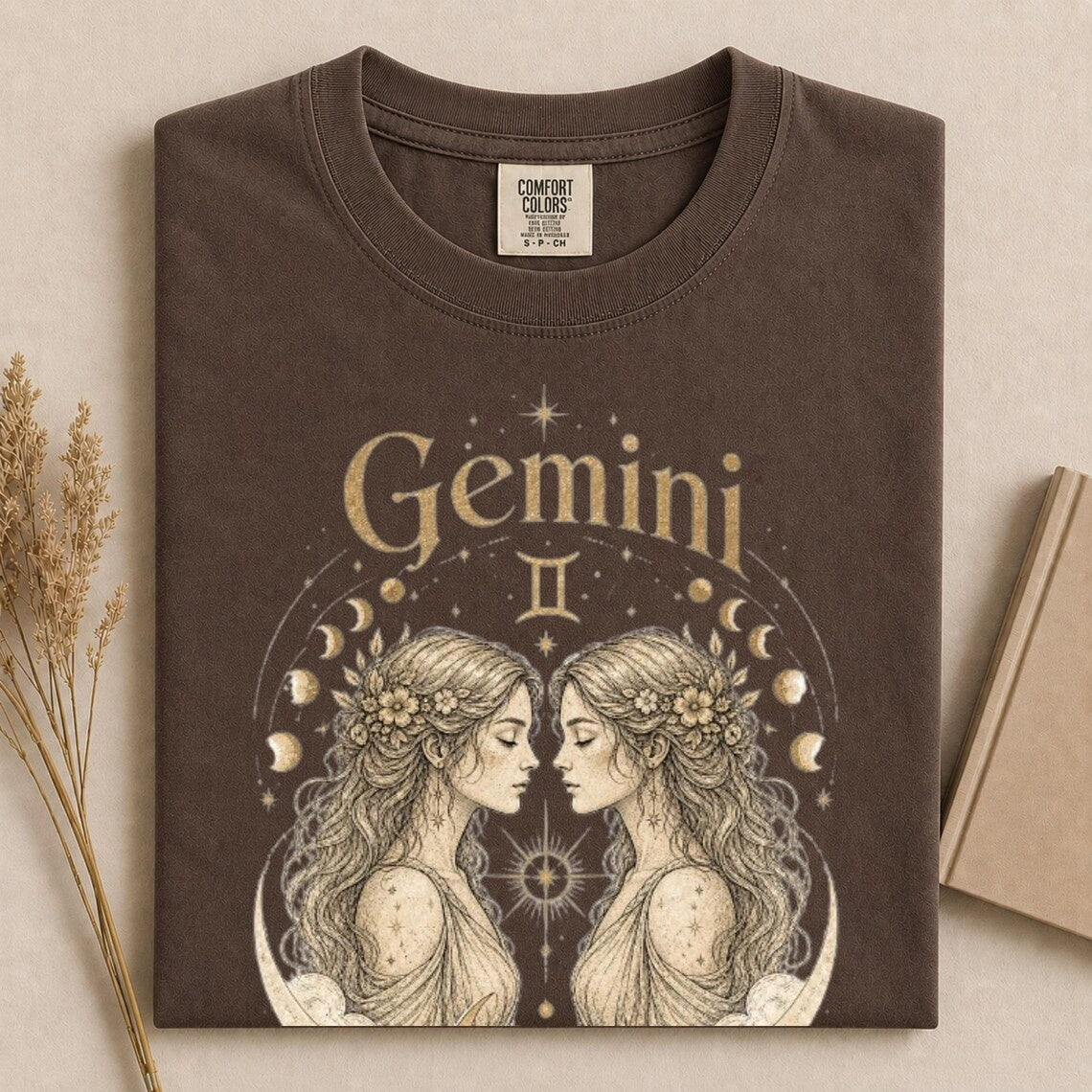 Comfort Colors Gemini Zodiac Shirt, Gemini Astrology Tee, Celestial Twin Shirt, Horoscope Zodiac Tee, Gemini Tee, Spiritual Moon Phase Tee - Denoss