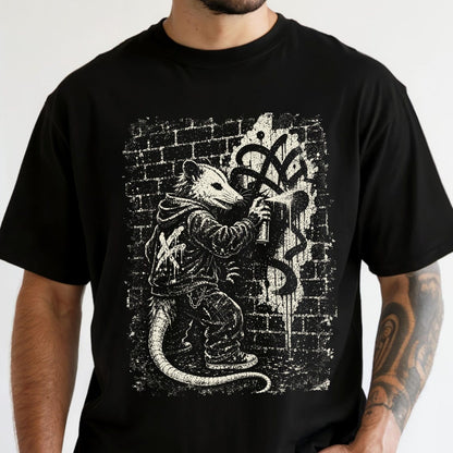 Comfort Colors Graffiti Opossum Tee, Street Art Possum Tee, Urban Graffiti Tee, Punk Opossum Tee, Skater Streetwear Tee, Handmade Grunge Tee - Denoss