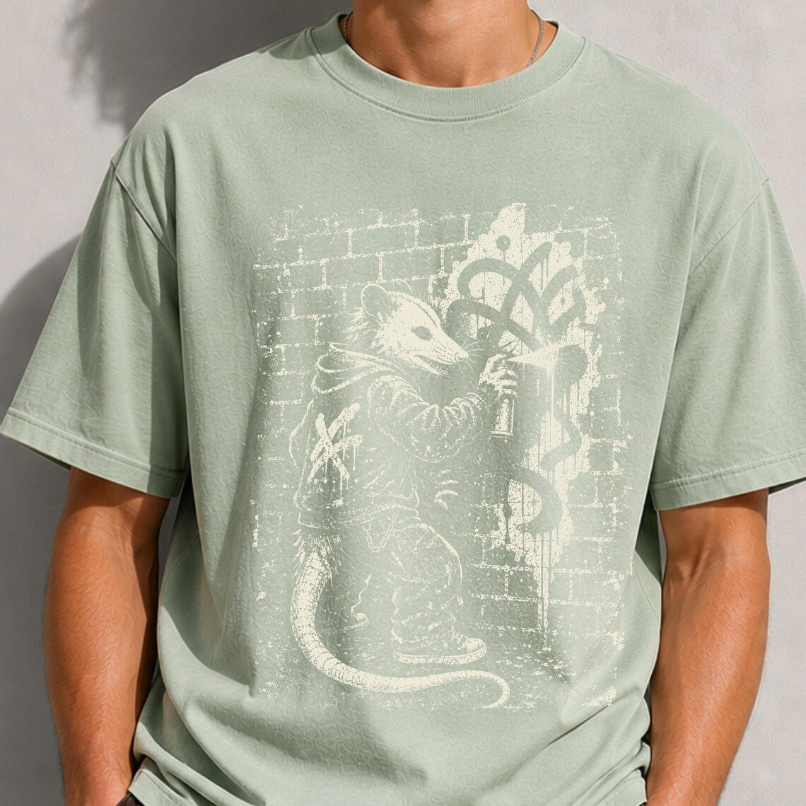 Comfort Colors Graffiti Opossum Tee, Street Art Possum Tee, Urban Graffiti Tee, Punk Opossum Tee, Skater Streetwear Tee, Handmade Grunge Tee - Denoss