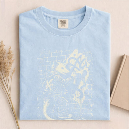 Comfort Colors Graffiti Opossum Tee, Street Art Possum Tee, Urban Graffiti Tee, Punk Opossum Tee, Skater Streetwear Tee, Handmade Grunge Tee - Denoss