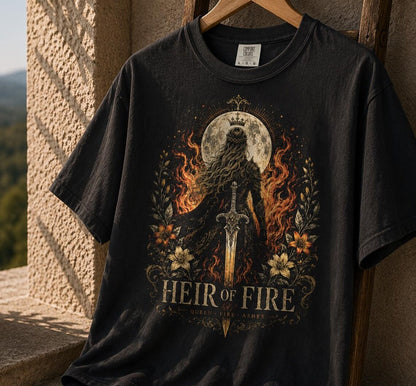 Comfort Colors Heir of Fire Tee, Queen of Fire Shirt, Throne of Glass Fan Gift, Dark Fantasy Book Lover Top, Fantasy Reader Gift