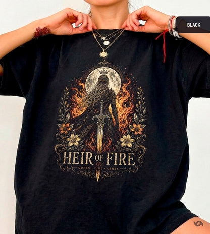 Comfort Colors Heir of Fire Tee, Queen of Fire Shirt, Throne of Glass Fan Gift, Dark Fantasy Book Lover Top, Fantasy Reader Gift