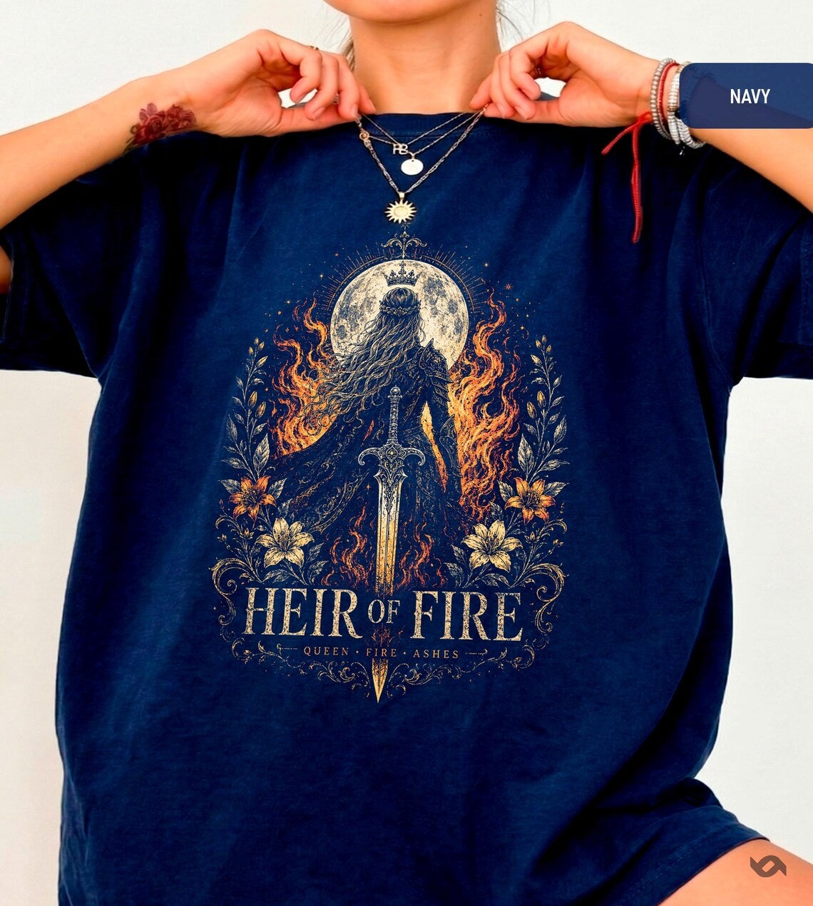 Comfort Colors Heir of Fire Tee, Queen of Fire Shirt, Throne of Glass Fan Gift, Dark Fantasy Book Lover Top, Fantasy Reader Gift