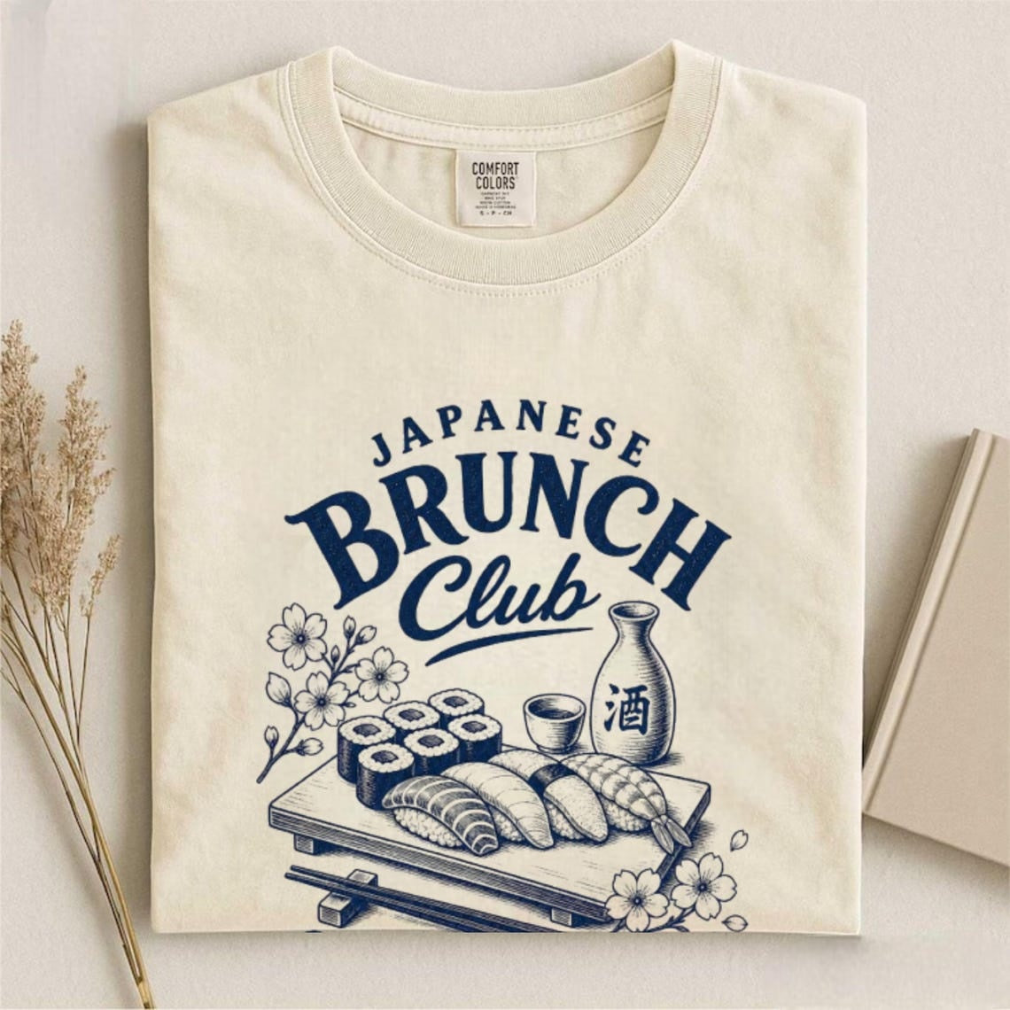 Comfort Colors Japanese Brunch Club Shirt, Sushi and Sake Sundays Tee, Japanese Food Lover Tee, Sushi Lover Gift, Japan Aesthetic T-Shirt - Denoss