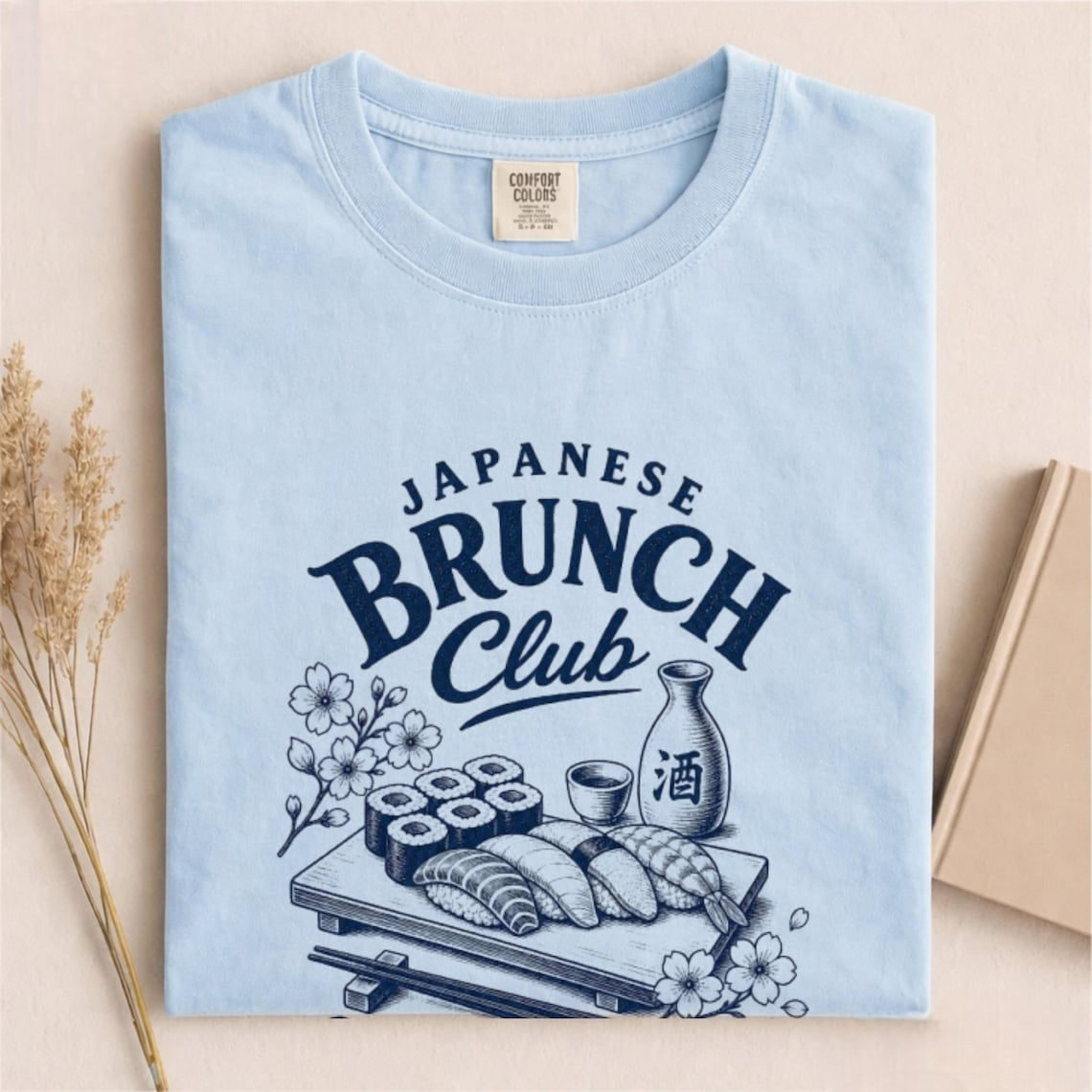 Comfort Colors Japanese Brunch Club Shirt, Sushi and Sake Sundays Tee, Japanese Food Lover Tee, Sushi Lover Gift, Japan Aesthetic T-Shirt - Denoss