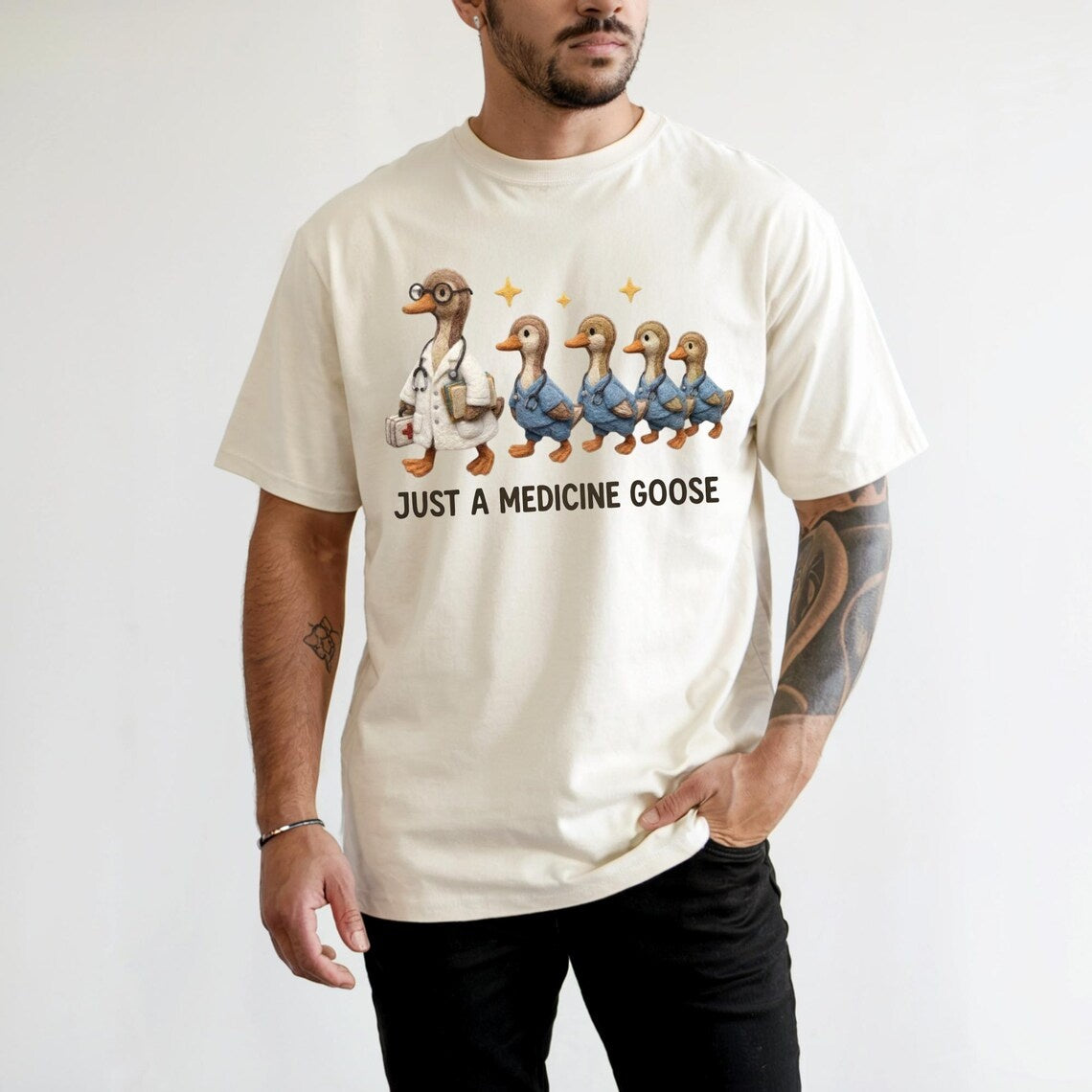 Comfort Colors Just A Medicine Goose Shirt, Funny Nurse Goose Tee, Handmade Goose Tee, Doctor Goose Tee, Medical Goose Tee, Nurse Gift Idea - Denoss