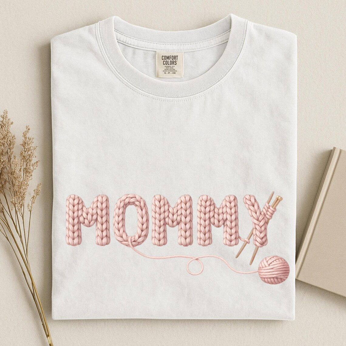 Comfort Colors Knitted Mommy Shirt, Crochet Mom T-Shirt, Handmade Yarn Mommy Design, Cozy Mother’s Day Gift for Mom, Knitting Lover Mom Tee - Denoss