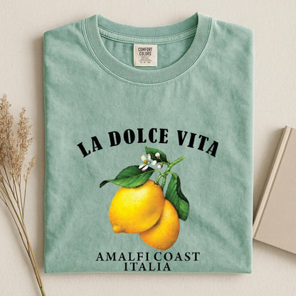 Comfort Colors La Dolce Vita Shirt, Amalfi Coast Italy Shirt, Lemon Tee Women, Italian Summer Shirt, Limoncello Shirt, Handmade Lemons Tee - Denoss