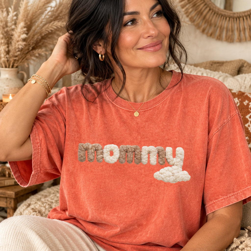 Comfort Colors Mother Day Shirt, Cute Mommy Tee Shirt, Gentle Clouds Mom T Shirt, Mom Shirt Gift, Handmade Mom Tshirt, Clouds Mom T-shirt - Denoss