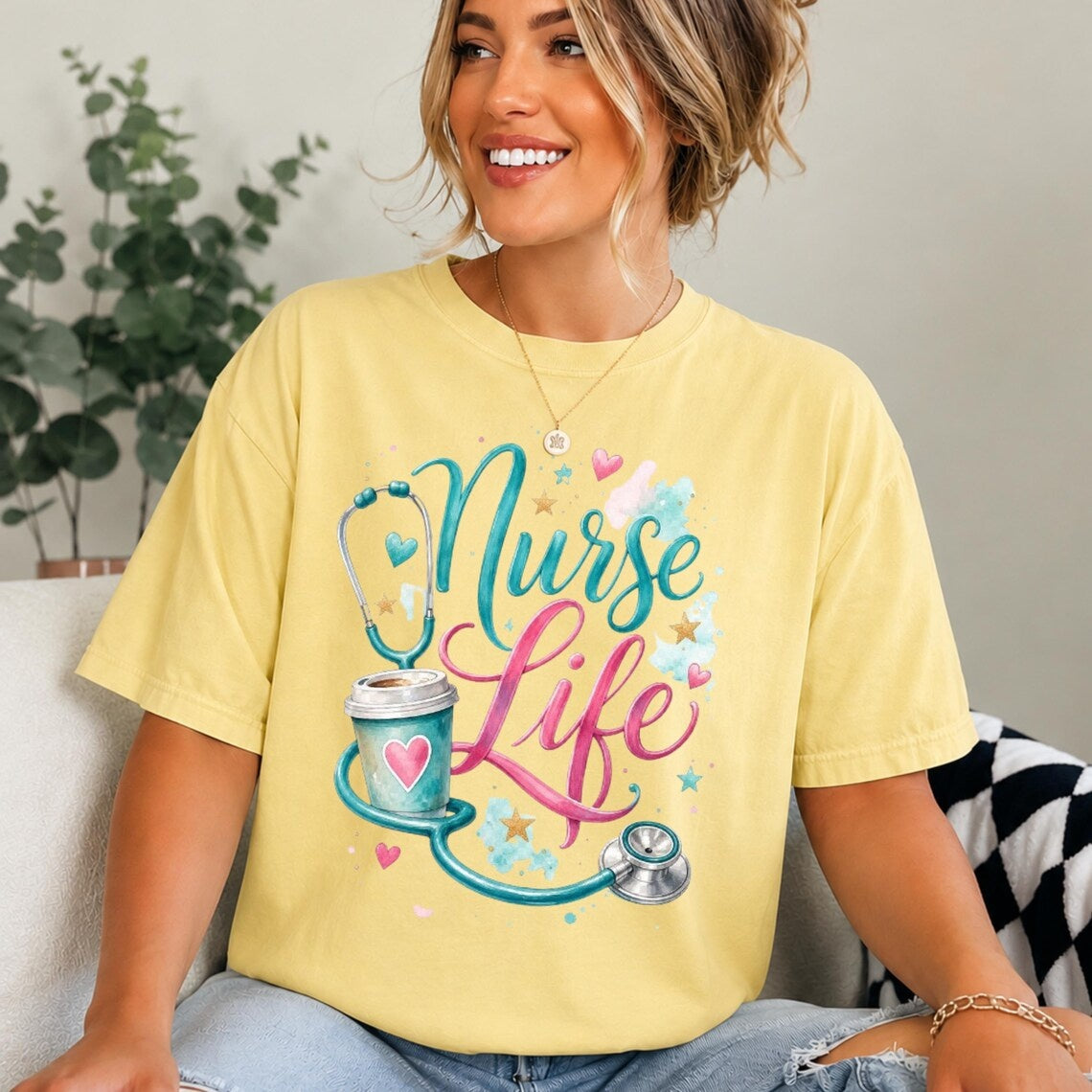 Comfort Colors Nurse Life Shirt, RN Tee for Women, NR Appreciation Gift, Nursing School Graduate Gift, Healthcare Worker Tee, Cute Nurse Tee - Denoss
