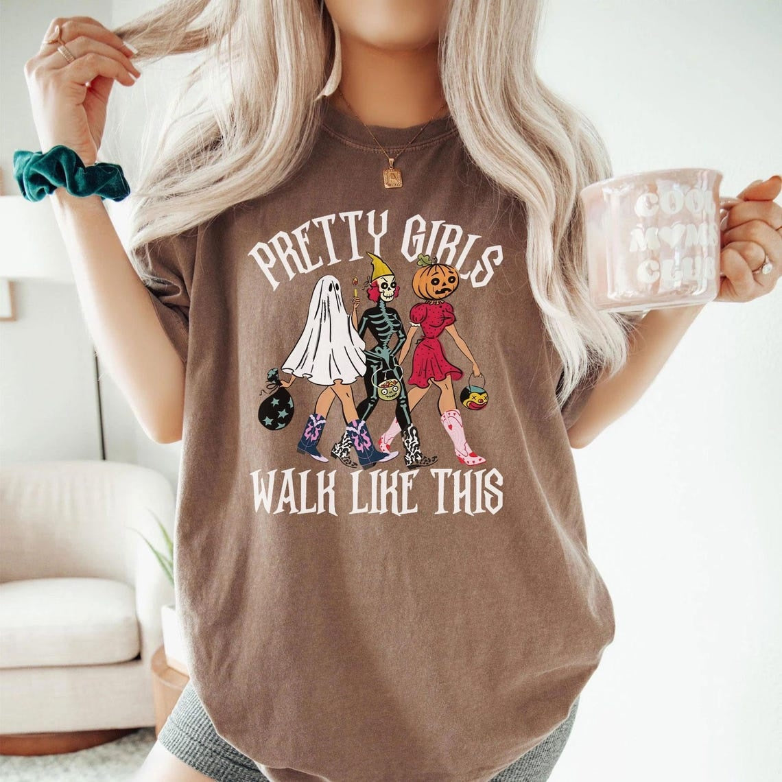 Comfort Colors Pretty Girls Walk Like This Tshirt,Funny Halloween Tshirt,Halloween Girls ,Halloween Gifts,