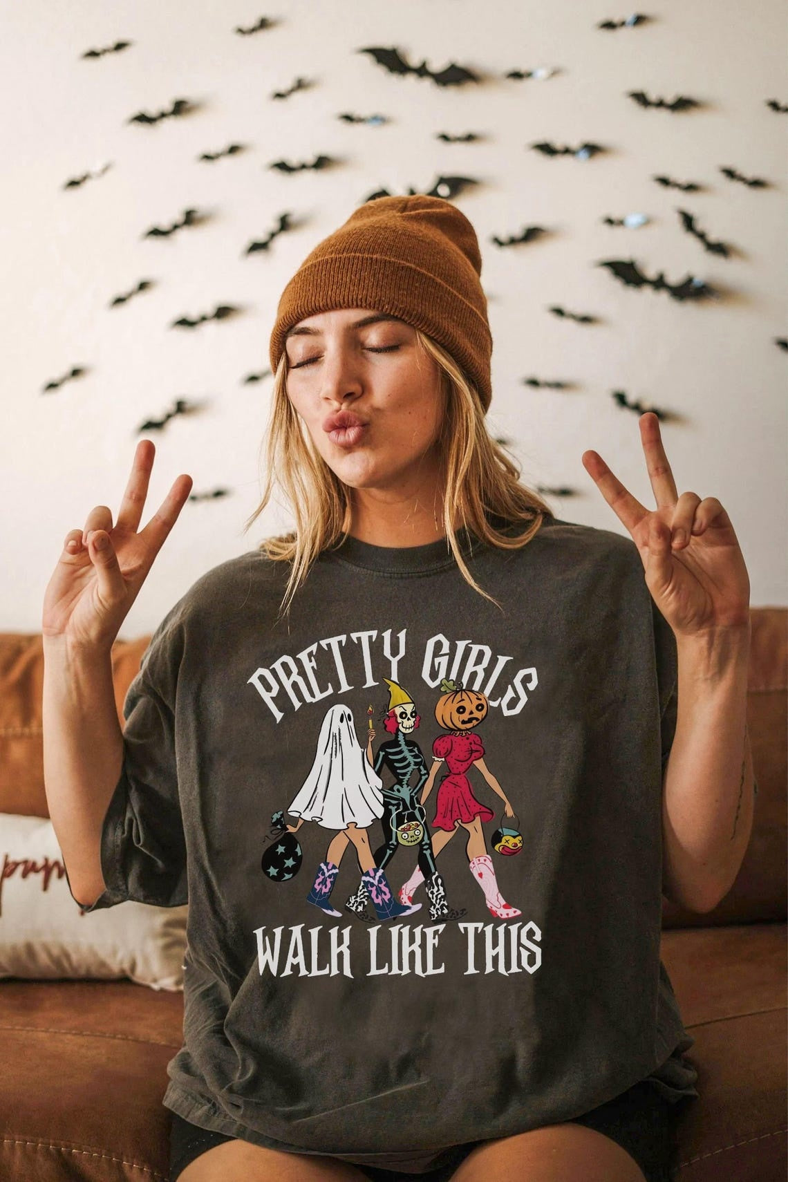 Comfort Colors Pretty Girls Walk Like This Tshirt,Funny Halloween Tshirt,Halloween Girls ,Halloween Gifts,