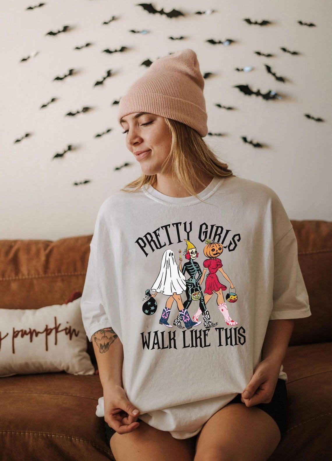 Comfort Colors Pretty Girls Walk Like This Tshirt,Funny Halloween Tshirt,Halloween Girls ,Halloween Gifts,