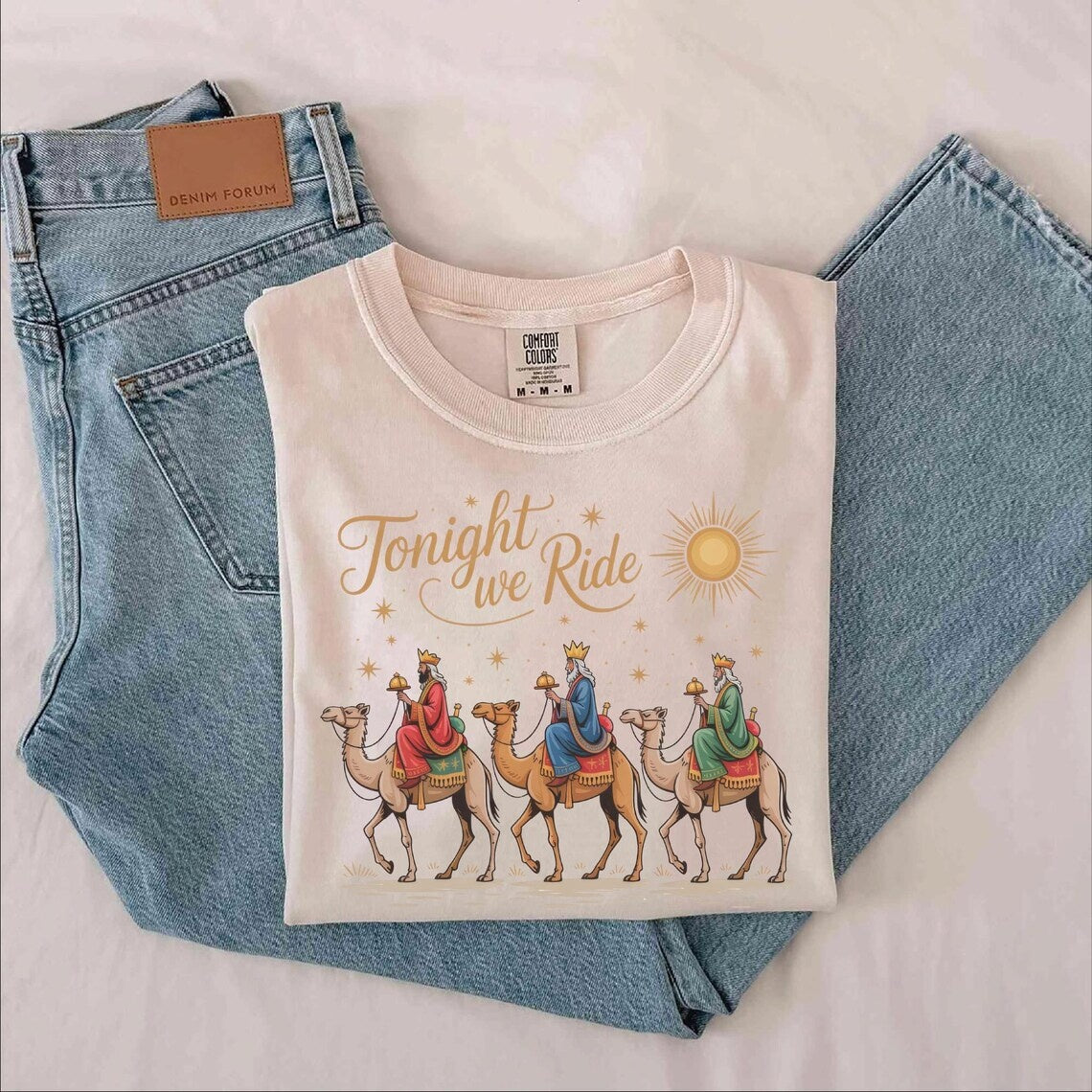 Comfort Colors Retro Tonight We Ride Christmas Christian Tshirt,Christian Shirt,Christmas Faith Gift,