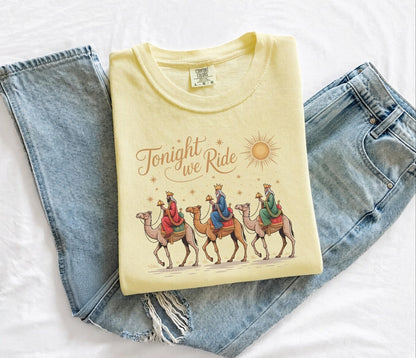 Comfort Colors Retro Tonight We Ride Christmas Christian Tshirt,Christian Shirt,Christmas Faith Gift,