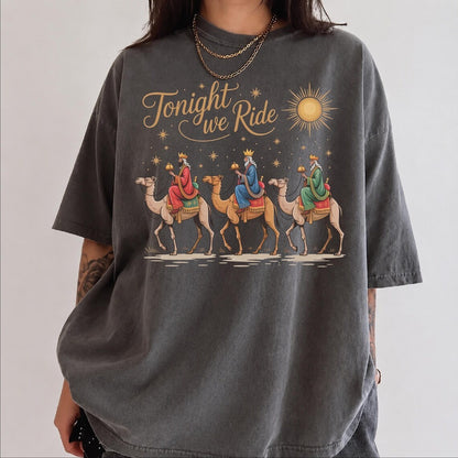 Comfort Colors Retro Tonight We Ride Christmas Christian Tshirt,Christian Shirt,Christmas Faith Gift,
