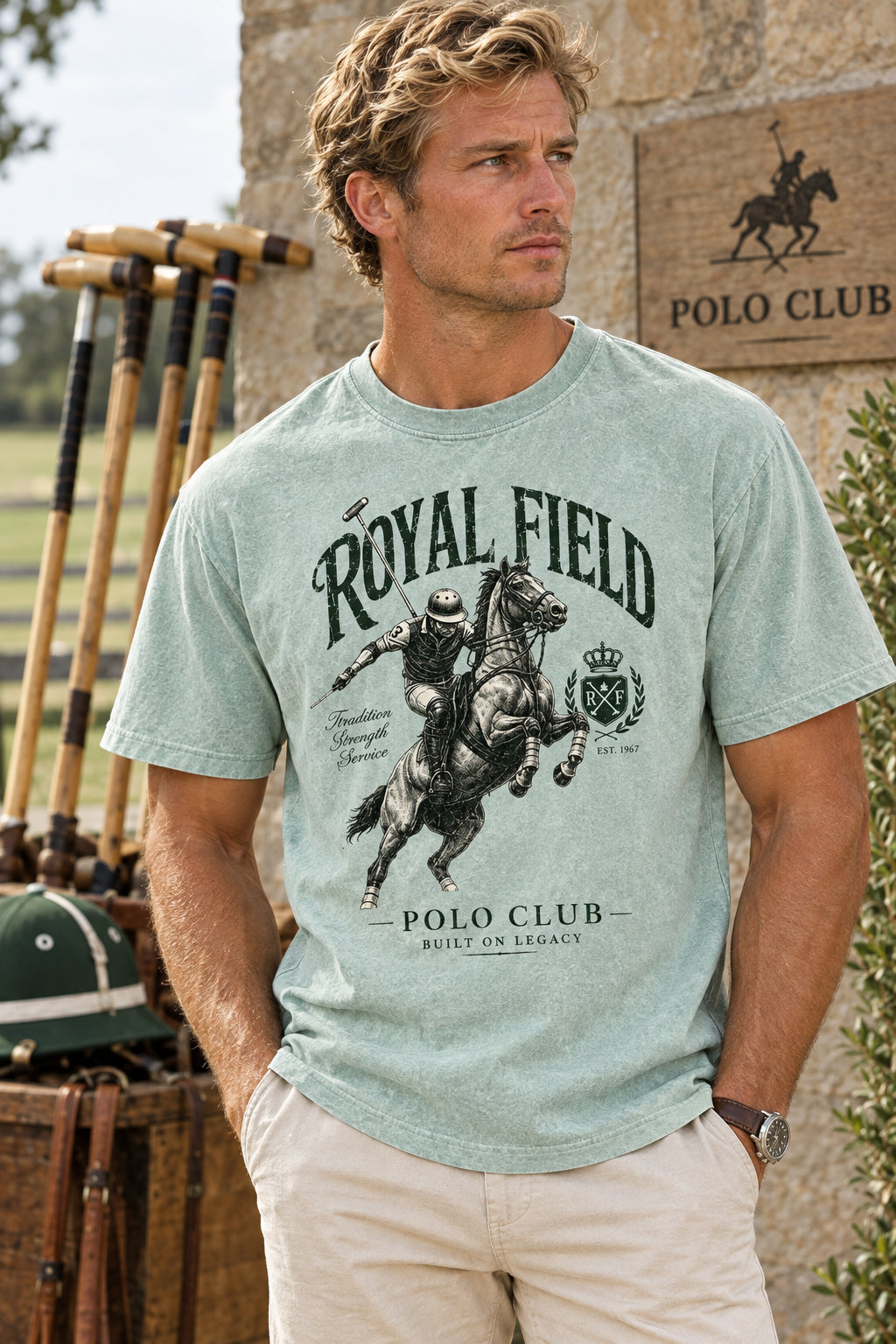 Comfort Colors Royal Field Polo Club Shirt, Handmade Polo Horse Tee, Equestrian Shirt, Luxury Country Club Shirt, Horse Lover Gift Tee - Denoss