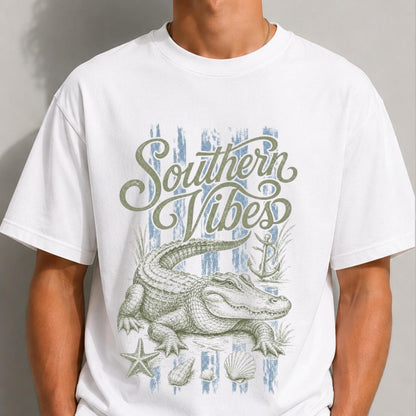 Comfort Colors Southern Vibes Alligator Shirt, Handmade Coastal Tee, Louisiana Gator Tee, Beach Vacation Tee, Southern Tee, Swamp Life Gift