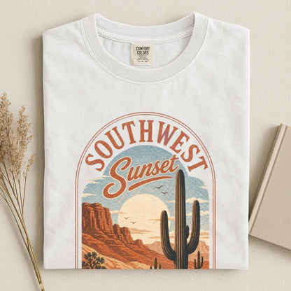 Comfort Colors Southwest Sunset Adventure Shirt, Desert Landscape Tee, Cactus Sunset Tee, National Park Inspired Shirt, Adventure Lover Gift