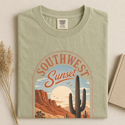 Comfort Colors Southwest Sunset Adventure Shirt, Desert Landscape Tee, Cactus Sunset Tee, National Park Inspired Shirt, Adventure Lover Gift