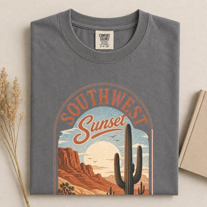 Comfort Colors Southwest Sunset Adventure Shirt, Desert Landscape Tee, Cactus Sunset Tee, National Park Inspired Shirt, Adventure Lover Gift