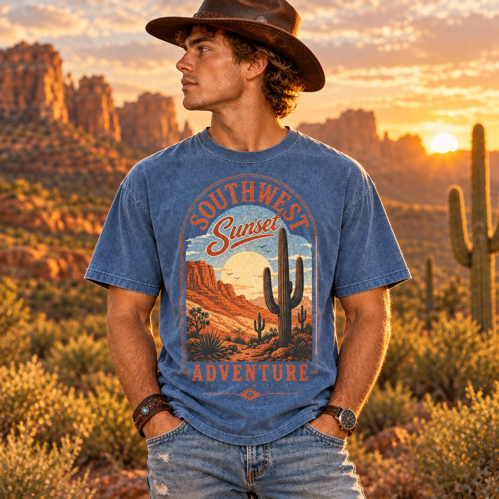 Comfort Colors Southwest Sunset Adventure Shirt, Desert Landscape Tee, Cactus Sunset Tee, National Park Inspired Shirt, Adventure Lover Gift
