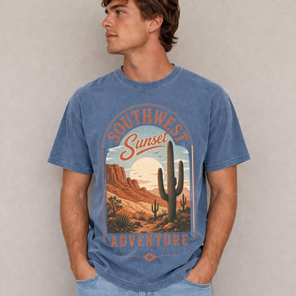 Comfort Colors Southwest Sunset Adventure Shirt, Desert Landscape Tee, Cactus Sunset Tee, National Park Inspired Shirt, Adventure Lover Gift