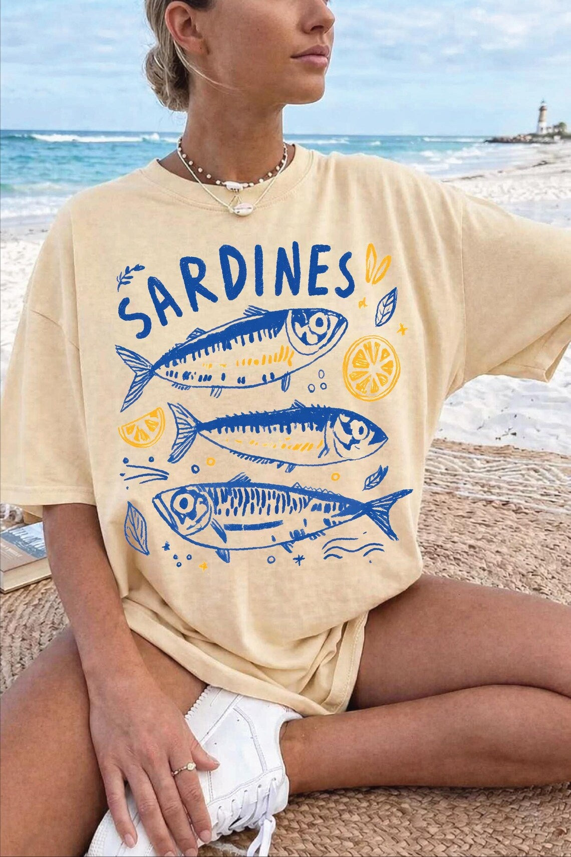 Comfort Colors Summer Tshirt, Sardines Shirt, Retro Tin Fish Shirt, Mediterranean Food Shirt,