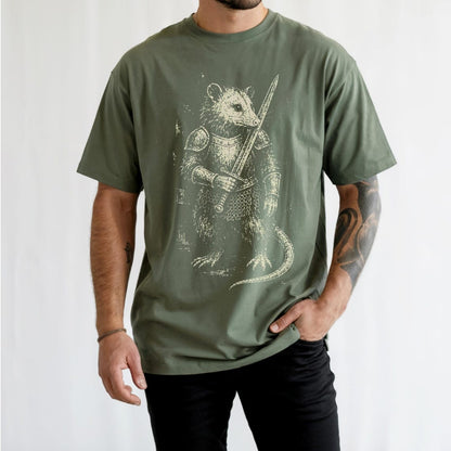 Comfort Colors Warrior Opossum Shirt, Medieval Knight Possum Tee, Fantasy Opossum Tee, DnD Gift, Renaissance Fair Tee, Woodland Warrior Tee