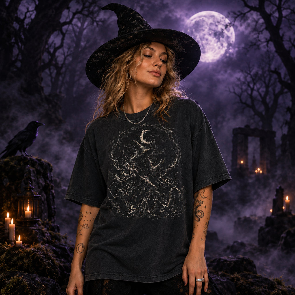 Comfort Colors Witch Dance Tshirt,Gothic Halloween T Shirt, Witches Moon Hoodie,Halloween Spooky Grunge,