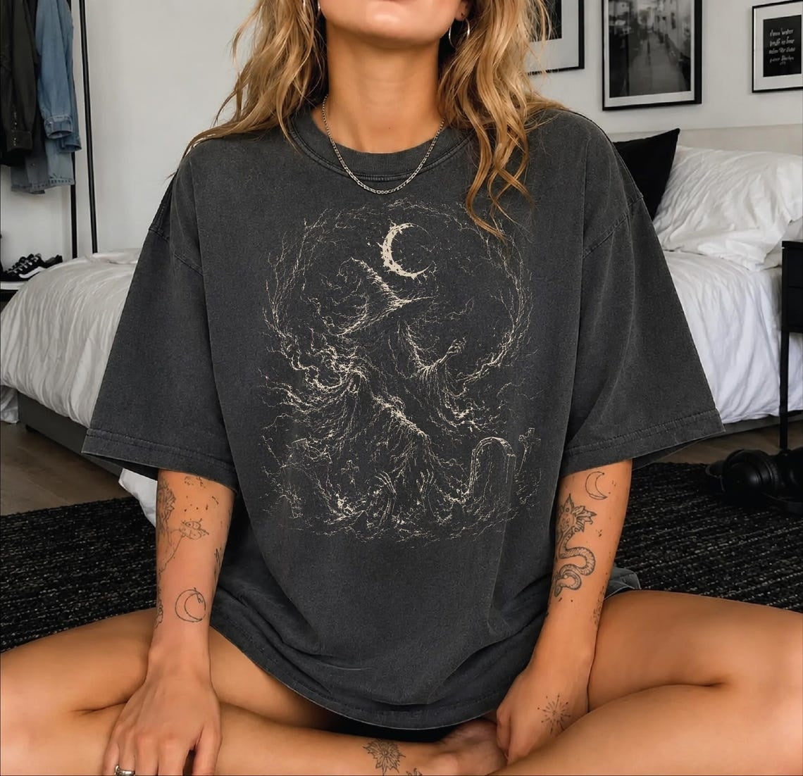 Comfort Colors Witch Dance Tshirt,Gothic Halloween T Shirt, Witches Moon Hoodie,Halloween Spooky Grunge,