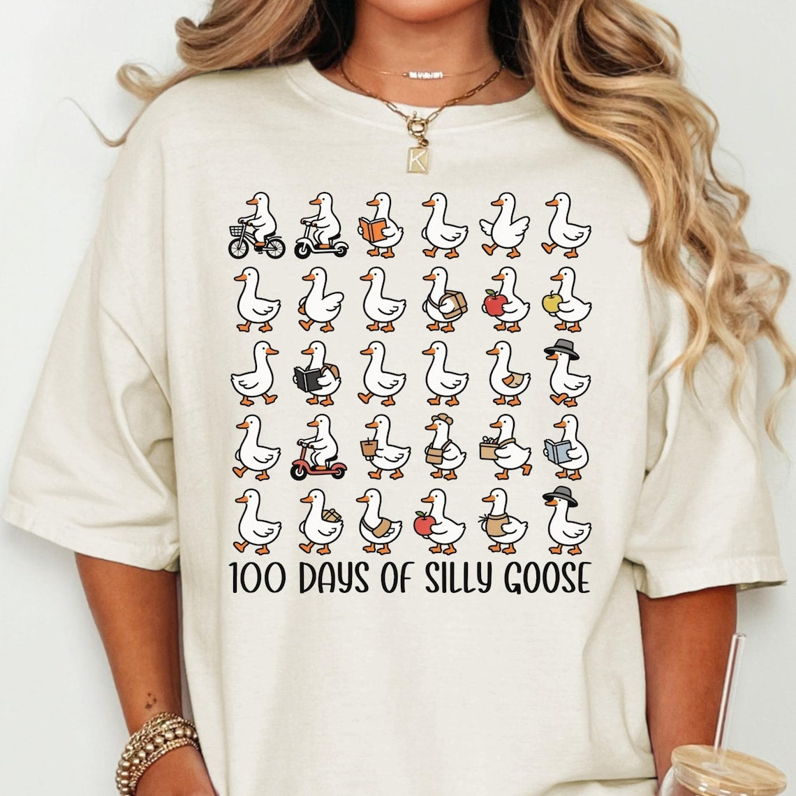 Comfort Colors® 100 Days Teacher Shirt - Fun Silly Goose School Milestone Tee