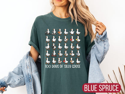 Comfort Colors® 100 Days Teacher Shirt - Fun Silly Goose School Milestone Tee