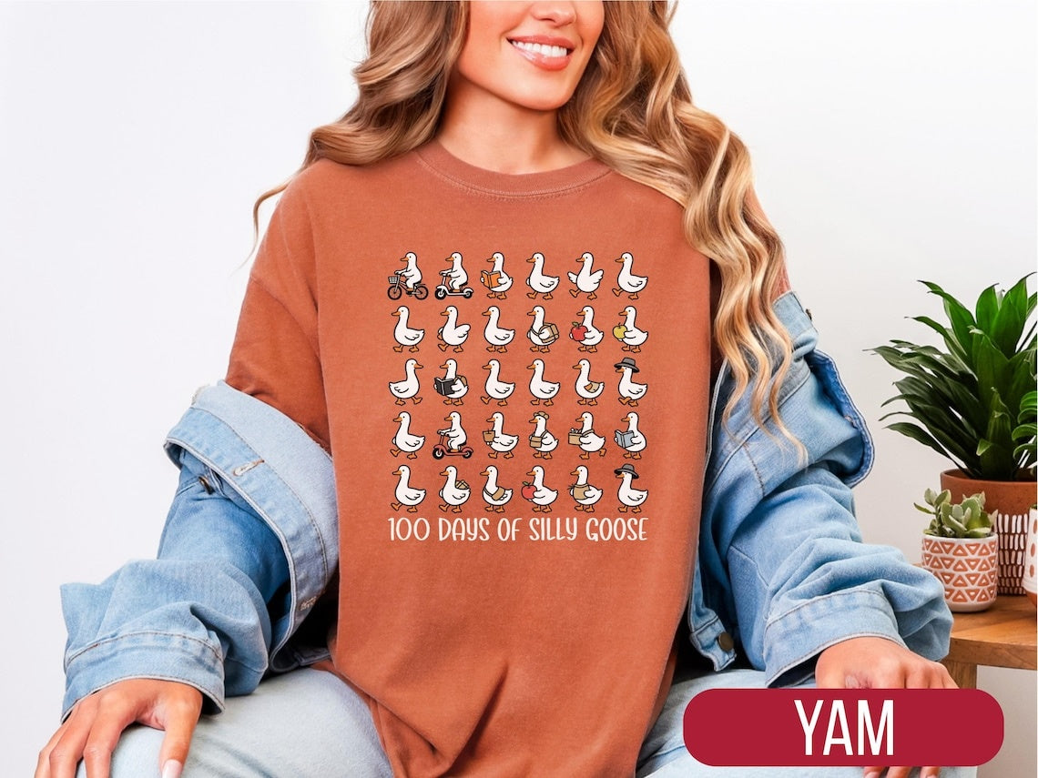 Comfort Colors® 100 Days Teacher Shirt - Fun Silly Goose School Milestone Tee