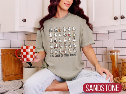 Comfort Colors® 100 Days Teacher Shirt - Fun Silly Goose School Milestone Tee