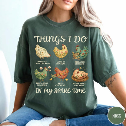 Comfort Colors® Chicken Lover Tee, Funny Farm Girl Shirt, Things I Do In My Spare Time Top, Backyard Hen Gift For Her Him, Farmer Apparel
