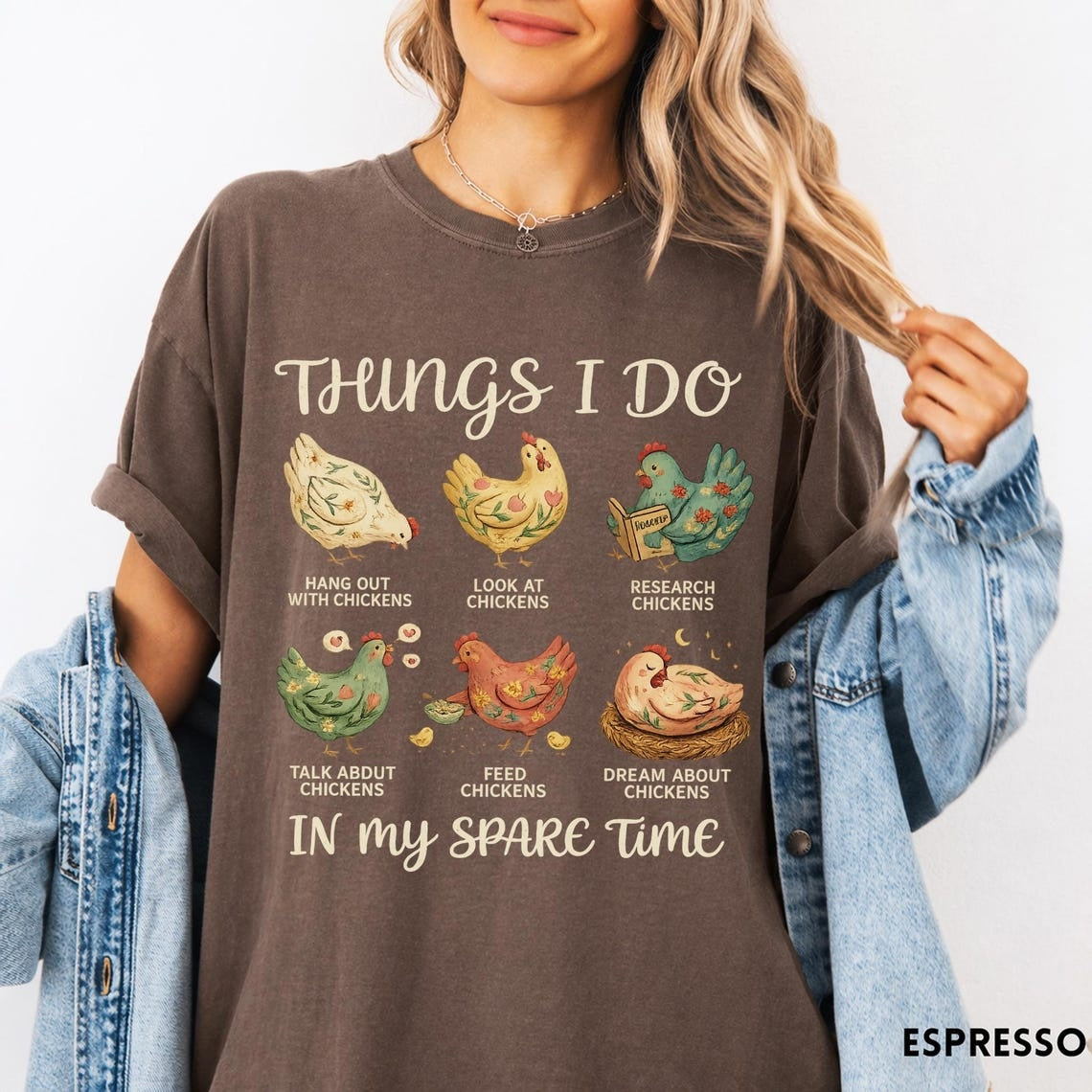 Comfort Colors® Chicken Lover Tee, Funny Farm Girl Shirt, Things I Do In My Spare Time Top, Backyard Hen Gift For Her Him, Farmer Apparel