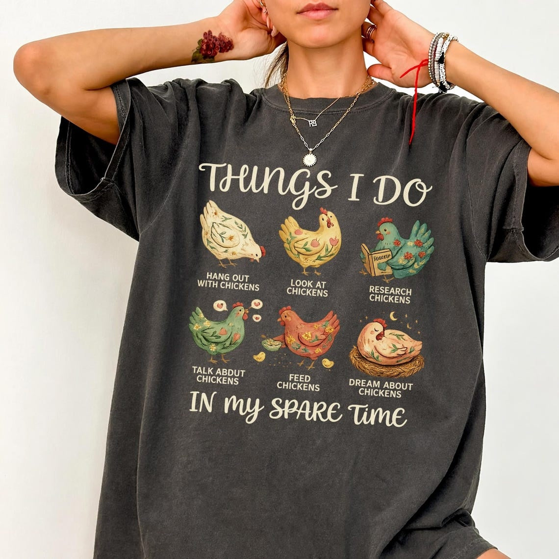Comfort Colors® Chicken Lover Tee, Funny Farm Girl Shirt, Things I Do In My Spare Time Top, Backyard Hen Gift For Her Him, Farmer Apparel