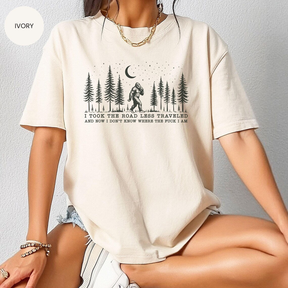 Comfort Colors® Funny Bigfoot Hiking shirt, Sasquatch t-shirt, National Forests, Cryptid Camping gifts, Unisex tee
