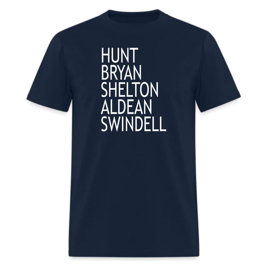 Hunt,Bryan,Shelton,Aldean,Swindell Country Music tshirt - Denoss