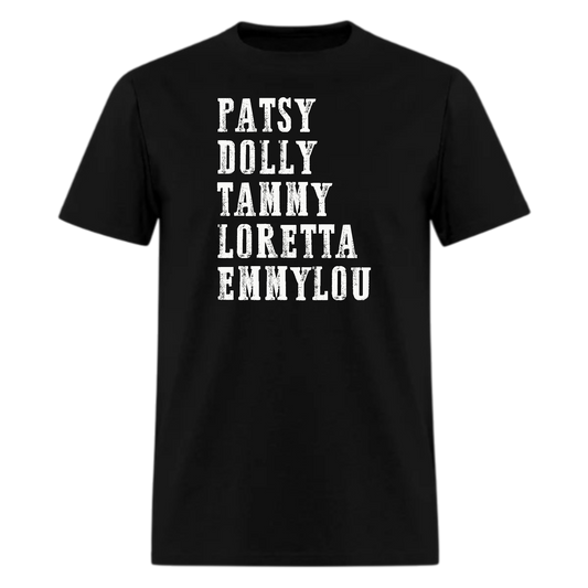 Patsy,Dolly,Tammy,Loretta,Emmylou,Country Music Fan Tshirt