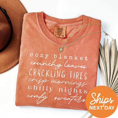 Cozy Fall Shirt, Autumn Vibes Tee, Typography Top, Comfort Colors, Thanksgiving Gift