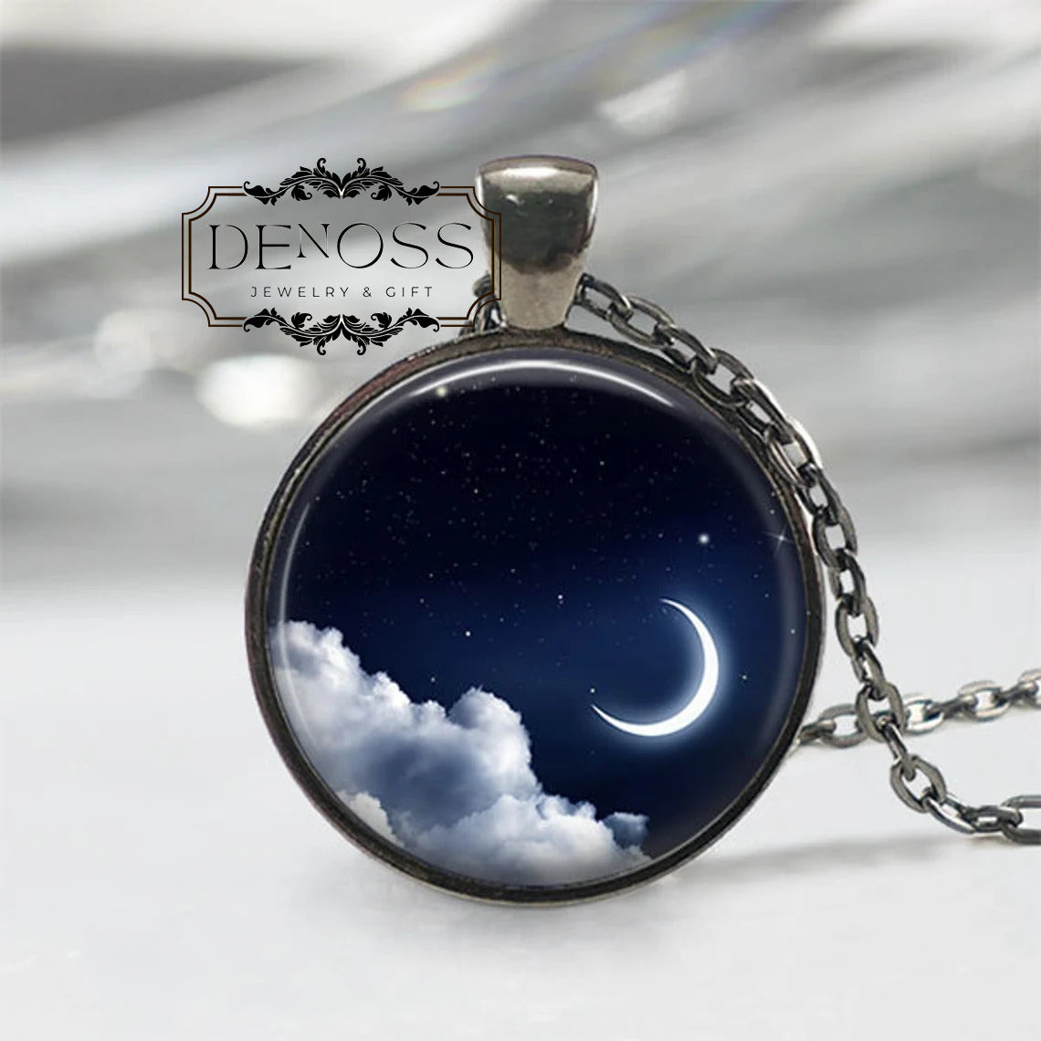 Crescent Moon Necklace,Moon And Star Necklace,Night Sky,Moon Jewelry