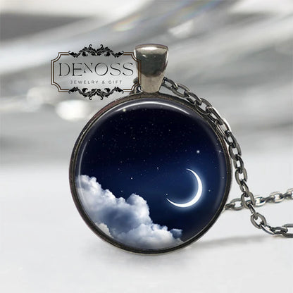 Crescent Moon Necklace,Moon And Star Necklace,Night Sky,Moon Jewelry