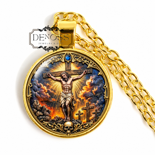 Crucifixion Jesus Necklace,Catholic Art Gift,Christian Faith  Necklace,Jesus Christ Collectible,Calvary Cross Commemorative